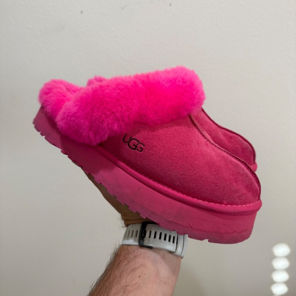UGG Disquette Rock Rose Pink Suede Platform Slippers 1122550 Womens 10